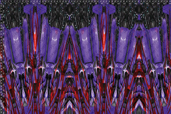 Motif <span data-wg-notranslate>Cyber Elfik Purple</span> placé, adaptable aux dimensions exactes de votre prothèse tibiale, prothèse fémorale, prothèse bras et manchon, ou votre orthèse, corset, corset siège, cruro-pédieuse, releveur, prepreg.